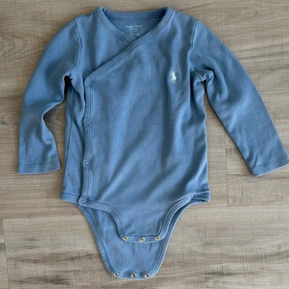 Ralph Lauren Long Sleeve Blue Bodysuit onesie romper 18M baby toddler infant