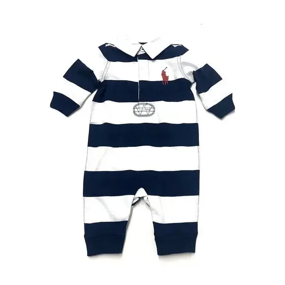 Ralph Lauren Baby Boy BIG PONY Coveralls Size 6 Months Mos. 3-6 Months NEW