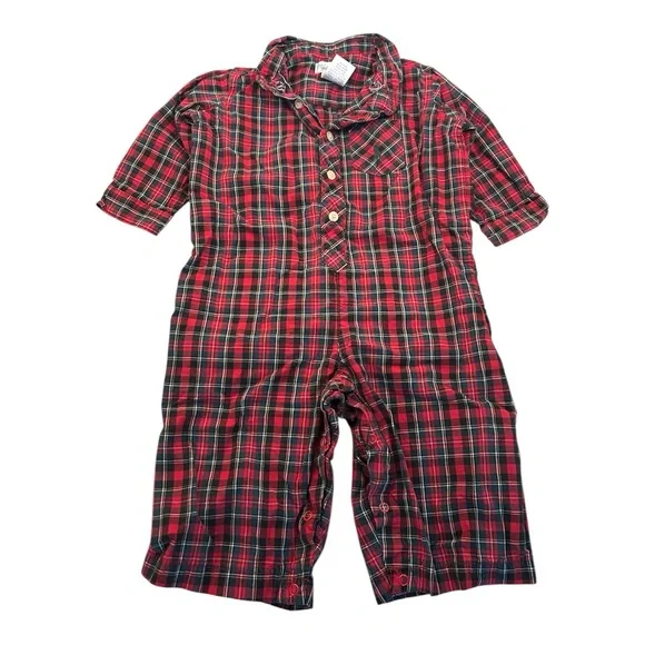 Ralph Lauren‎ Baby Red Plaid Jumpsuit Long Sleeve Size 9 Months