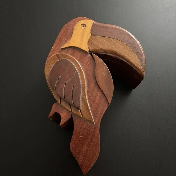 Wood‎ Bird Toucan Parrot Puzzle Hidden Storage Box