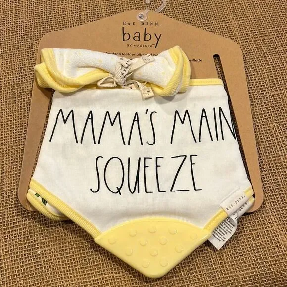 New Rae Dunn teething bibs and wash cloth set