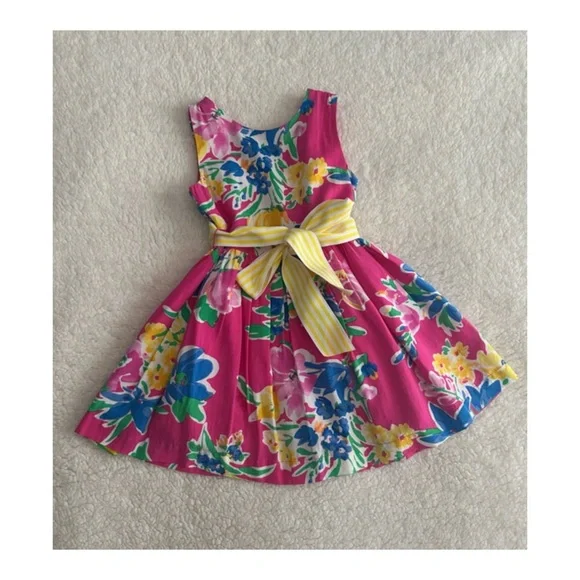 Ralph Lauren Polo Dress Size 12M baby Girl's Floral Spring Summer  Sleeveless