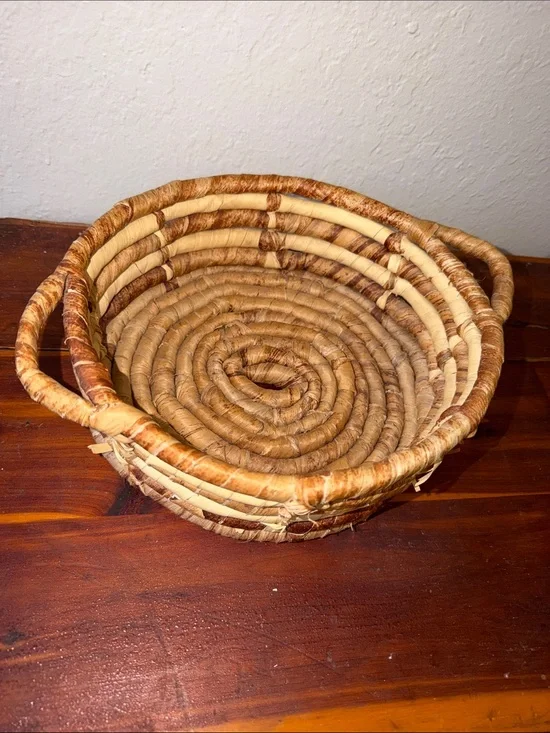 Large Round  Woven Basket with handles