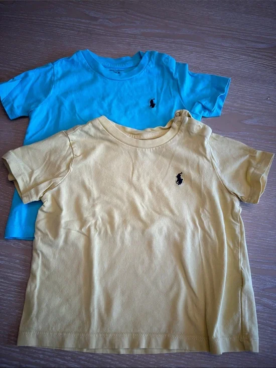 Ralph Lauren Kids Short-Sleeve Tshirts (2) in Yellow and Light Blue size 12M