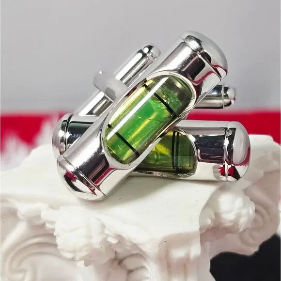 Green Level Cufflinks Working Bubble Novelty Engineer Architect Contractor Gift
