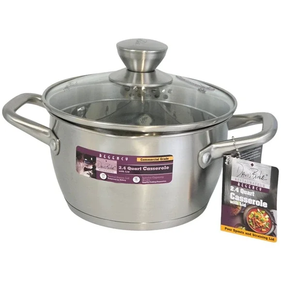 David Burke Regency 2.4Qt Stainless Steel Casserole Pot & Straining Lid Cookware