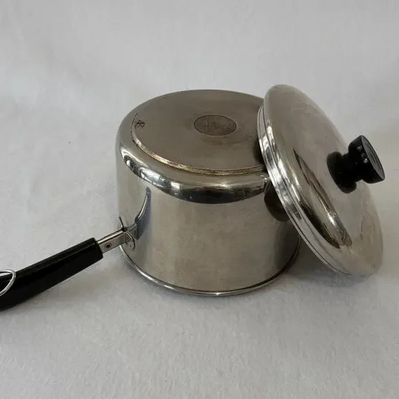 Revere Ware 1 QT Saucepan Pot & Lid Clinton 97C Aluminum Disc Bottom Stainless