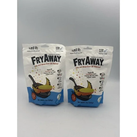 FryAway Super Fry Cooking Oil Solidifier 7oz Easy Oil Disposal 2027 (2-Pack)