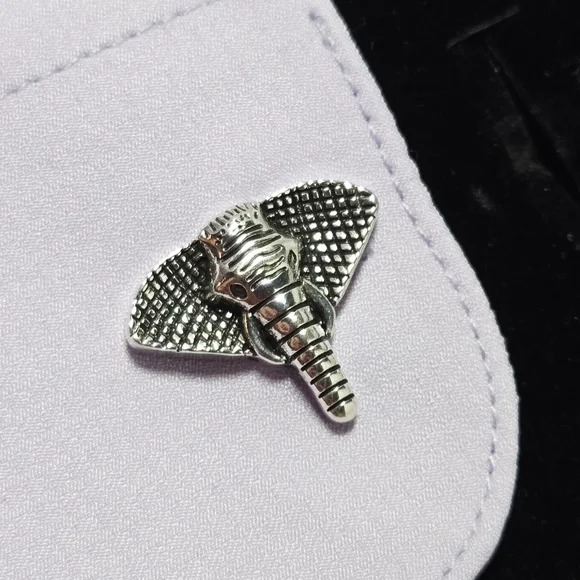 African Elephant Head Men’s Novelty French Cufflinks Silver Plated Bullet Back