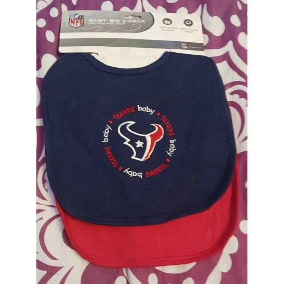 NEW Baby Fanatic NFL Baby‎ Bib 2pk, Blue & Red, Houston Texans