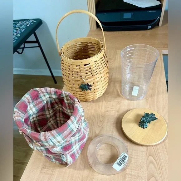 Longaberger October Fields Pumpkin Basket Set Lid/Plaid Liner/protector/tag