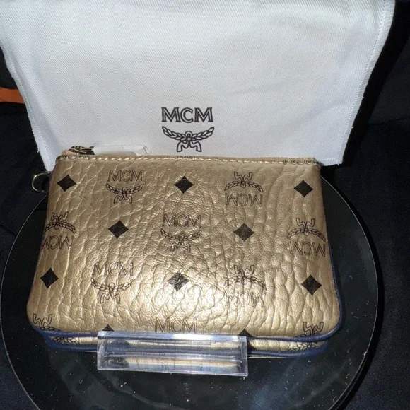 MCM Gold Women's Wristlet With Dustbag