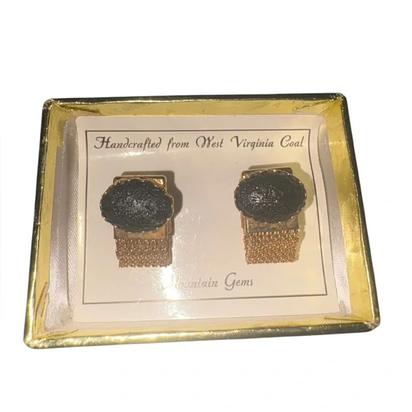 Vintage West Virginia Appalachian Coal Cufflinks Mountain Gems Souvenir J42