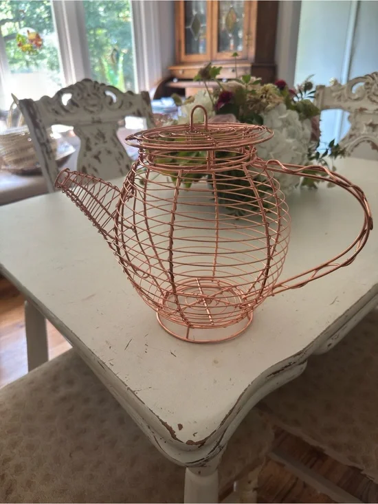 Vintage Copper Wire Teapot Basket