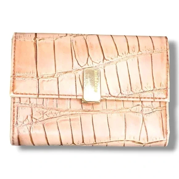 Liz Claiborne Tan Brown Faux Leather Wallet Folding Gold Vegan
