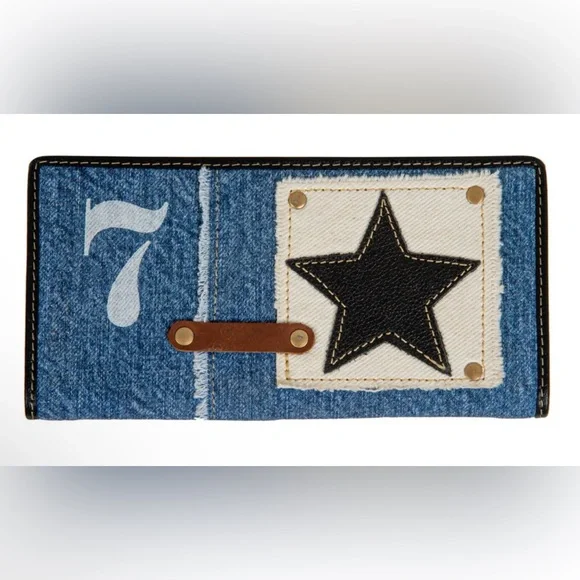 Myra Lucky 7 Blue Denim Wallet with Black Star NWT