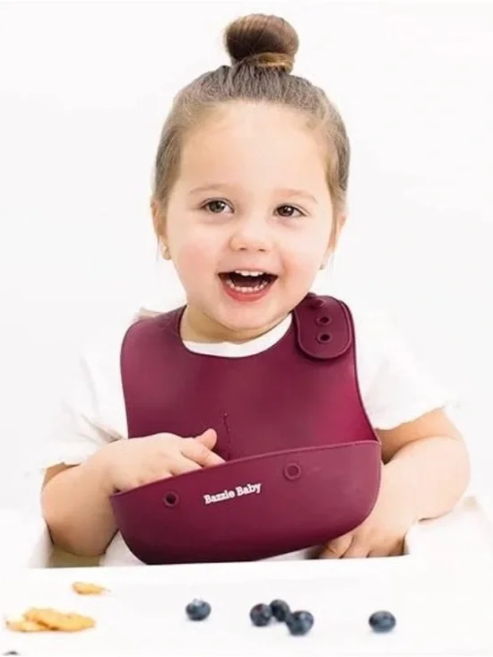Bazzle Baby Foodie Bib Silicone Burgundy New in Box