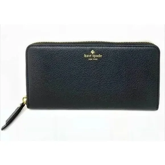 KATE SPADE Larchmont Avenue Neda Black Pebbled Leather Wallet