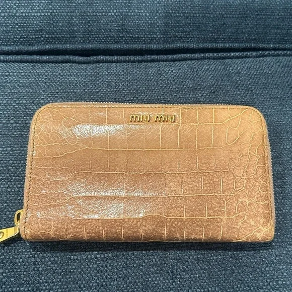Miu Miu Wallet Purse Long Wallet Beige Gold