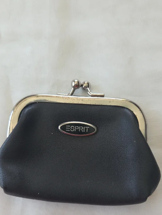 Esprit Black Kiss-Lock Coin Purse with‎ Silver Frame