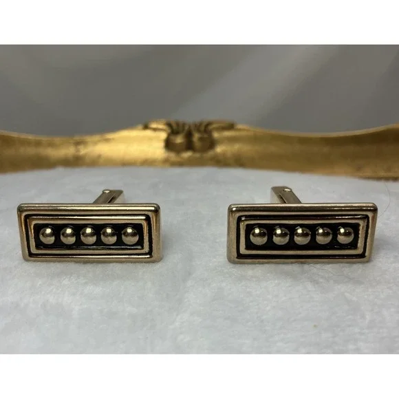 Vtg. Geometric Gold Tone Swank Cufflinks Old‎ Money Estate Heritage Quiet Luxury
