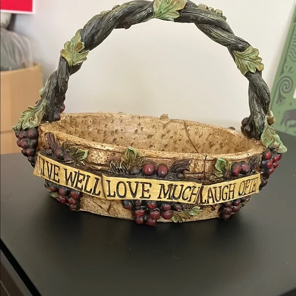 Rustic Grapevine Basket with Inspirational Quote