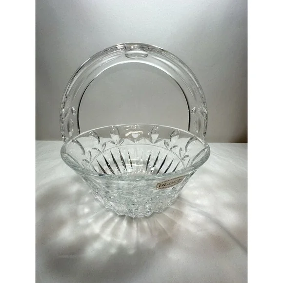 Block Crystal Cut Lead Handled Small‎ Decorative Basket