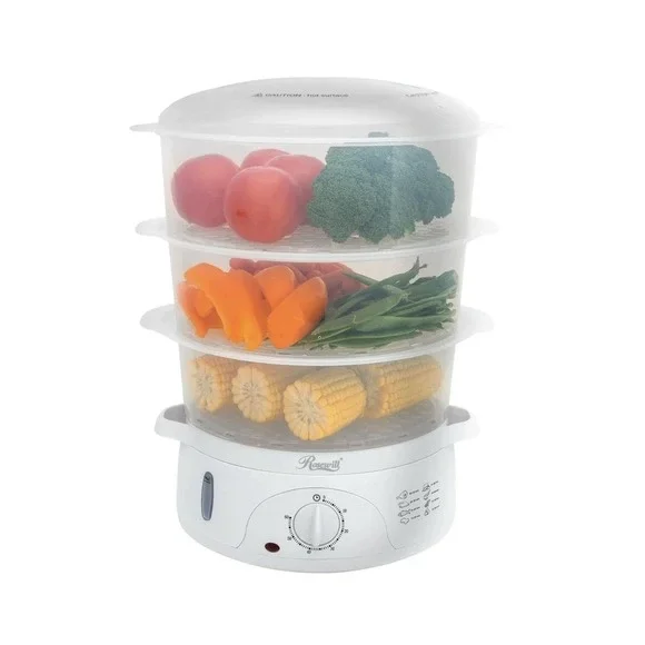 Electric steamer Rosewill BPA-free 9.5-Quart (9L) 3-Tier Stackable Baskets timer