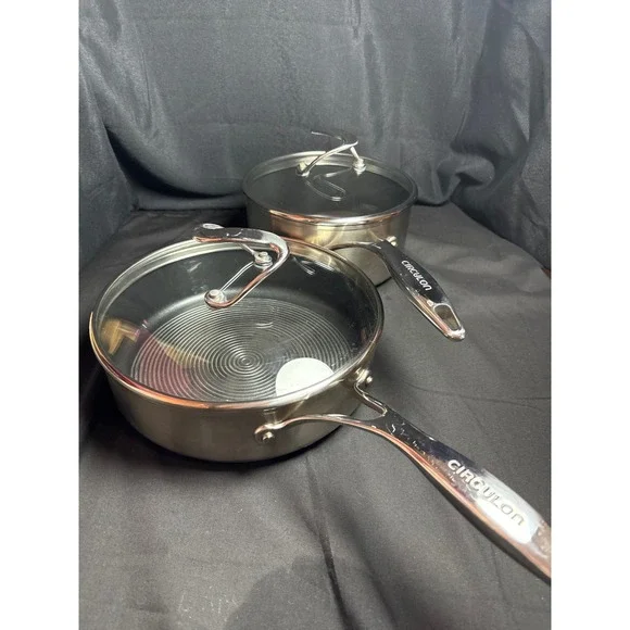 Circulon 3QT Stainless Steel Saucepan and Skillet Set with Glass Lids‎ Nonstick