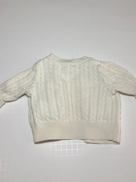Ralph Lauren Cream Cable-Knit Cardigan with Pink Polo Logo