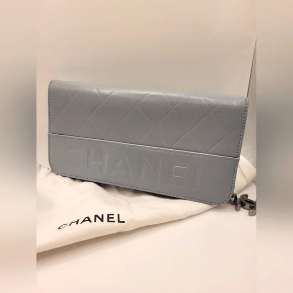 Chanel Bifold Gray Lambskin Wallet
