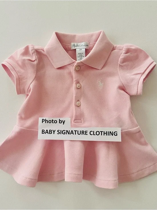 Ralph Lauren 3 Months Baby Girl Light Pink Peplum Polo Top