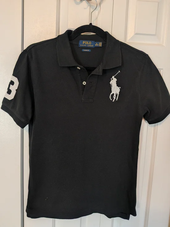 Polo by Ralph Lauren Black Polo with White Pony Logo (EUC)