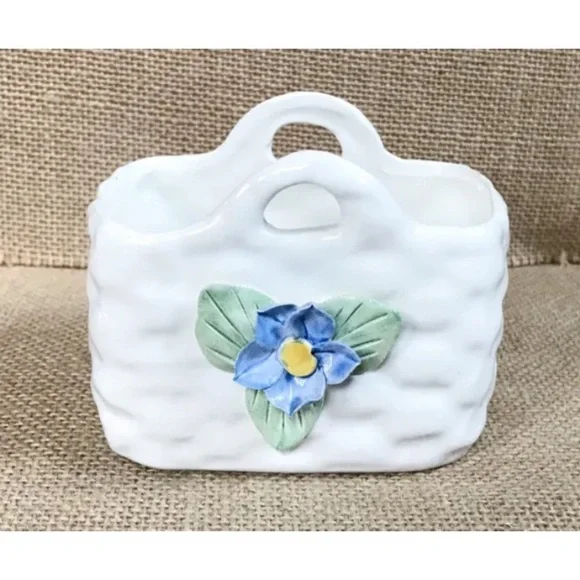 Wildwood Capodimonte Style Ceramic Basket Trinket Dish Planter Cottage Core