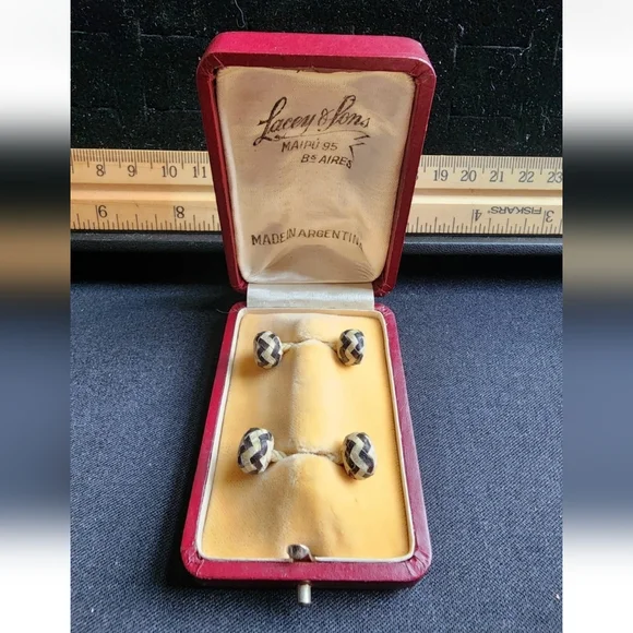Vintage Cufflink Set Lacey And Sons Buenos Aires Argentina New In Box