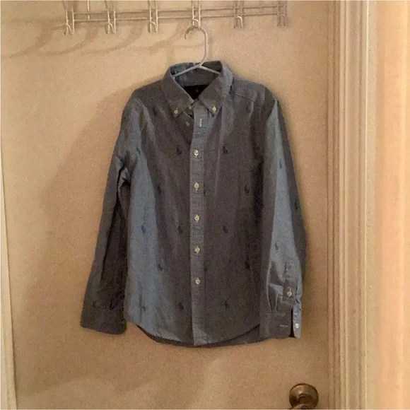 Ralph Lauren Blue Emblem Button Down Shirt Medium (10-12) Boys