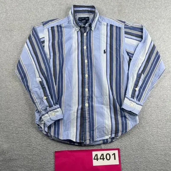 Ralph Lauren Long Sleeve Button Up Youth Small Blue Striped Pony
