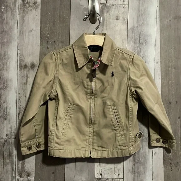 Ralph Lauren boys polo khaki Front zip jacket size 3 EXCELLENT CONDITION