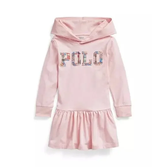 Polo Ralph Lauren Logo Cotton Jersey Hooded Long Sleeve Dress sz 18 M