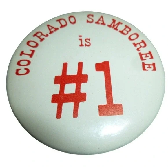 Colorado Samboree 1 Pinback Button White Red Round 2.25 Inch Accessory