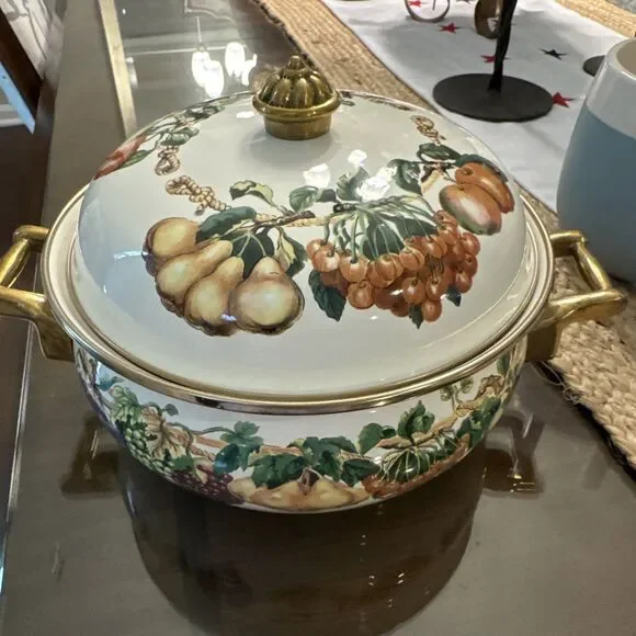 Tabletops Unlimited Kensington Garden 3qt Covered Pan Vitroceramic Buffet Server