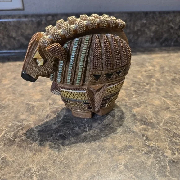 United Design Corp UDC Ibex ? Covered Trinket Dish Resin Office Tribal 1999