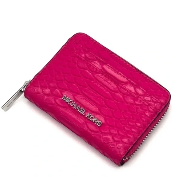 Michael Kors Medium ZA Card Case Wallet Electric Pink Multi