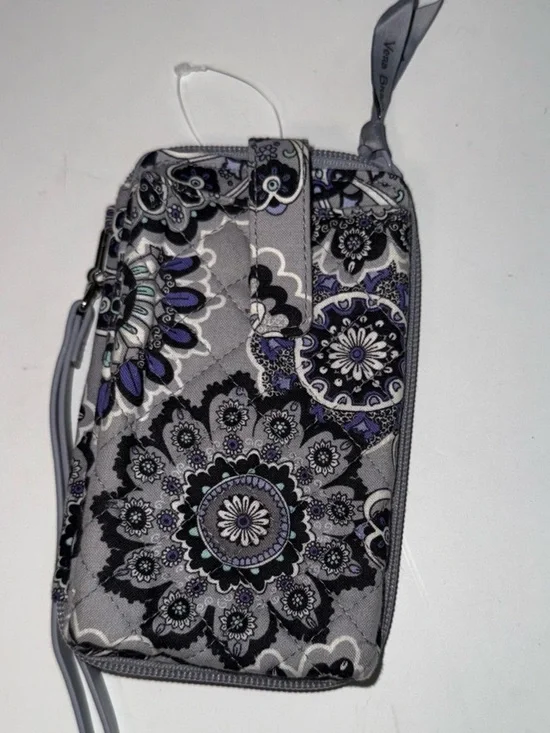 Vera Bradley Gray & Purple Floral Quilted Wristlet