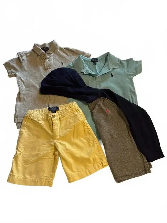 Polo Ralph Lauren Boys Size 5 Lot 2 Polos 1 Long Sleeve Hoodie 1 Shorts 4pc