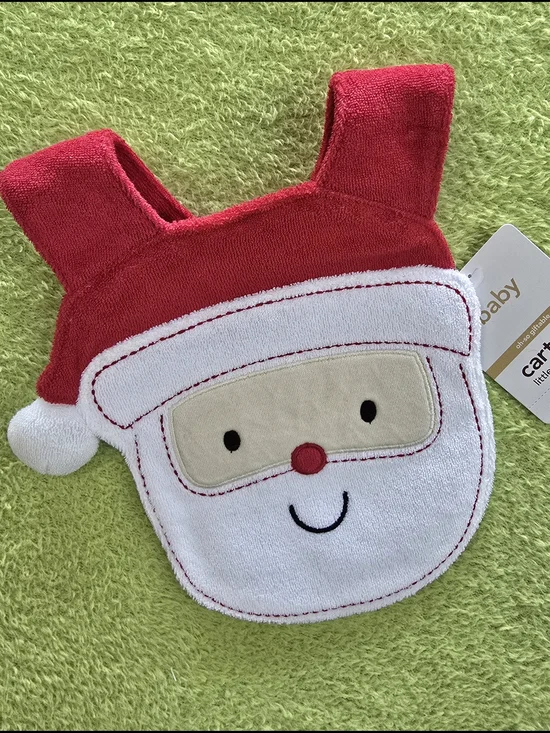 NWT -  BABY GIRLS & BOYS Santa Claus Face BIBS - Christmas Holiday BIBS (Q5)