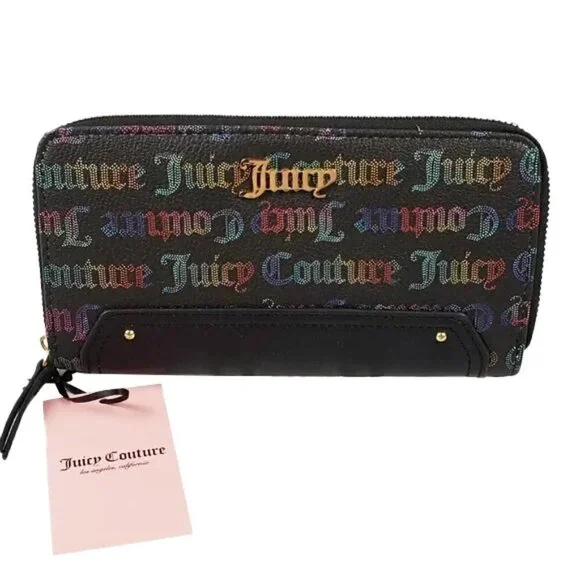Juicy Couture Black Rainbow Logo Zip Wallet