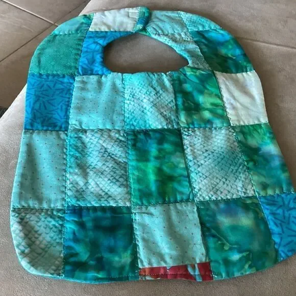 NWT. Hand Crafted Quilted Reversible Baby Bib