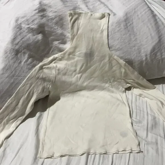 Ralph lauren 5 super soft fitted stretchy cream turtleneck nwot cotton/modal