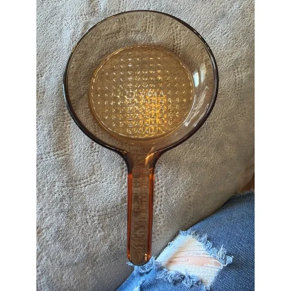 Visions by Corning Amber Glass 7 Inch Skillet Waffle Bottom V-20-B USA Made